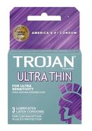 Trojan Condom Sensitivity Ultra Thin Lubricated 3 Pack